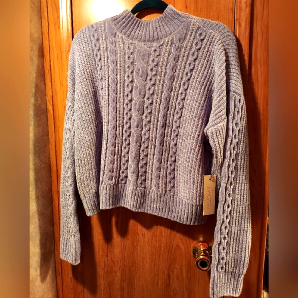 Rachel Zoe Blue Soft Sweater Crop Top Size Large